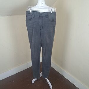Madewell 10"High-Rise Skinny Jeans in Gray Raw Hem Stretchy Size 29